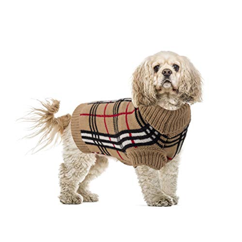 KuuPet Plaid Dog Sweater M Winter Knitwear Sweater for Medium Dogs
