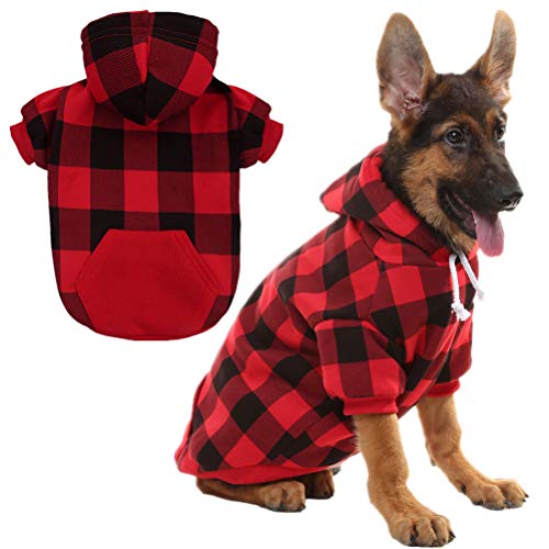 KOOLTAIL Plaid Dog Hoodie for Large Dogs Pet Clothes
