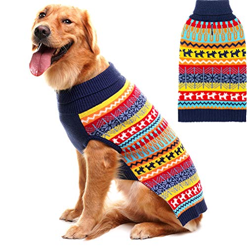 Mihachi Dog Winter Warm Sweater Coat with Colorful Stripes Apparel Clothes for Cold Weather,S