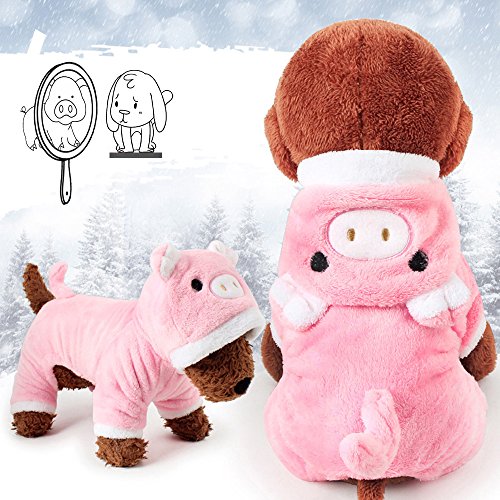Meihejia Cute Small Dog Sweater Pink Pig Dog Clothes Costume Warm Winter Coat