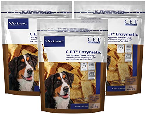 Virbac C.E.T. 3 Pack of Extra Large Enzymatic Oral Hygiene Chews for Dogs