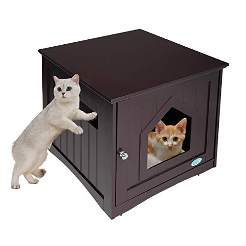 JAXPETY Cat Litter Box Enclosure, Cat House Nightstand, Indoor Pet Washroom
