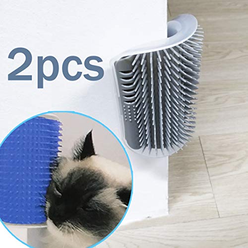 2 Pack Softer Cat Corner Self Groomer with Catnip Wall Corner Massage Comb