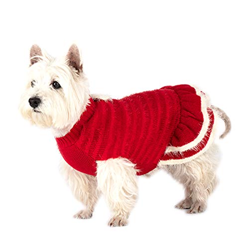 kyeese Holiday Dog Sweater Pullover Turtleneck Dogs Sweaters Dress with Bowtie Knitwear Warm Dog Ugly Christmas Sweater