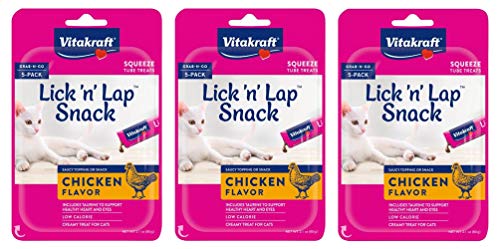 Vitakraft 3 Pack of Chicken Lick 'n' Lap Snack, 5 Tubes Each