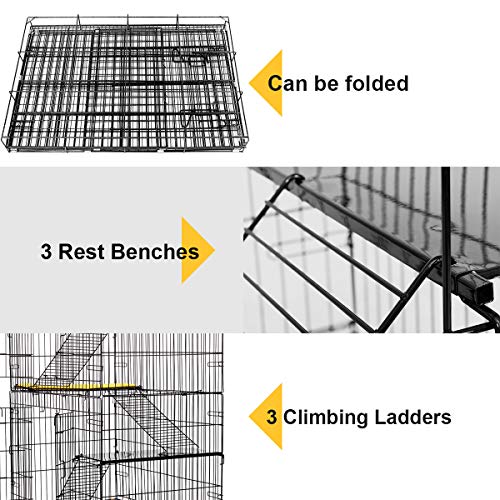 Giantex 4-Tier Cat Playpen Cat Cage with 3 Climbing Ladders & 3 Rest ...