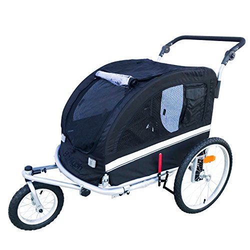 MB Large Pet Dog Stroller and Bike Bicycle Trailer with Suspension/Shocks (Black)