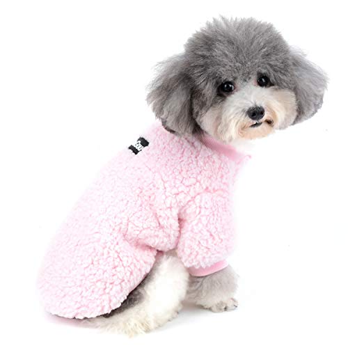 Zunea Small Dog Sweater Coat Winter Fleece Puppy Clothes Sherpa Warm Chihuahua Jacket Jumper Clothing Fall Pet Cat Doggy Boy Girl Shirt Apparel for Cold Weather Pink S