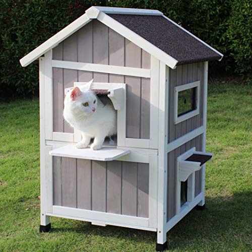 ROCKEVER Feral Cat Shelter Outdoor with Escape Door Rainproof Outside