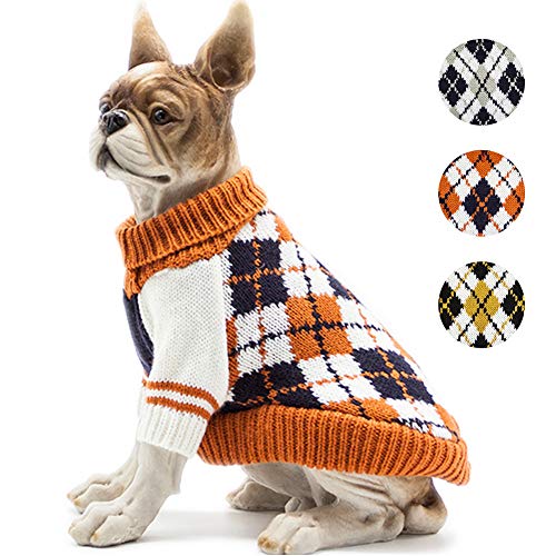BOBIBI Dog Sweater of The Diamond Plaid Pet Cat Winter Knitwear Warm Clothes