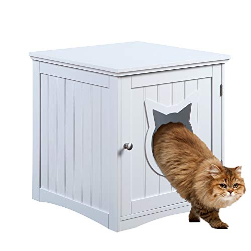 Cat House Side Table, Nightstand Pet House, Litter Box Furniture Indoor Pet