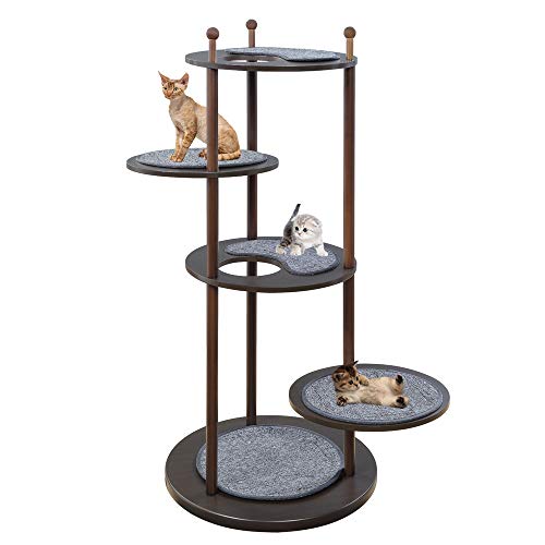 unipaws Wooden Cat Activity Tree with 2 Rotatable Platforms