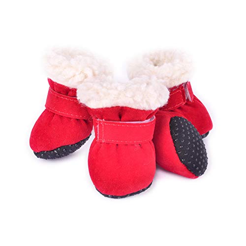 Hdwk&Hped Warm Small Dog Snow Boots Waterproof Suede Puppy Cat Booties ...