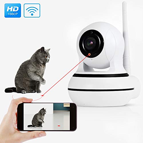 Dog Camera, Pet Camera with Interactive Laser Toy Wireless Baby Monitor FHD 1080P WiFi Enabled Cat Camera 360° Indoor Security Camera 160°Wide Angle 2-Way Audio Night Vision Sound Motion Alert for Pet