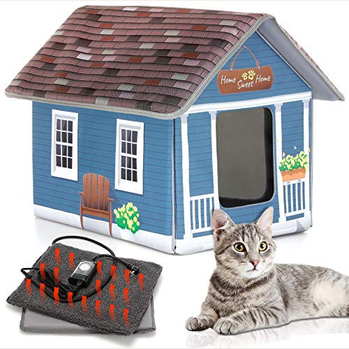 PETYELLA Cat Houses for Outdoor Cats - Heated Cat Bed - Heated Cat House