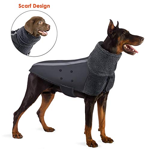 SlowTon Winter Dog Coat, Warm Polar Fleece Lining Doggie Outdoor Jacket