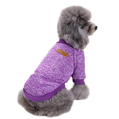 Fashion Focus On Pet Dog Clothes Knitwear Dog Sweater Soft Thickening Warm Pup Dogs Shirt Winter Puppy Sweater for Dogs (Purple, S)