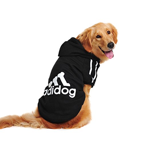 Idepet Cotton Adidog Large Dog Clothes, 4XL, Black