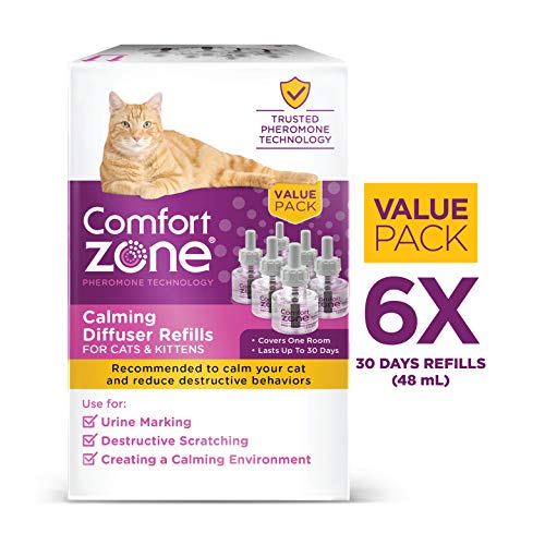 Comfort Zone Calming Diffuser Refill Only, New 2X Pheromones for Cats Formula
