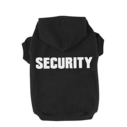 BINGPET Security Patterns Printed Puppy Pet Hoodie Dog Clothes Black XL