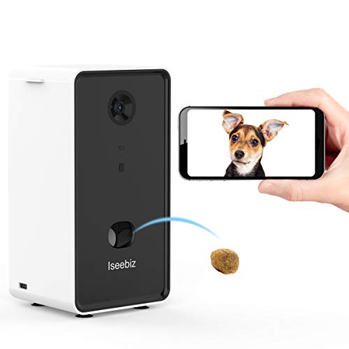Iseebiz Smart Pet Camera, Dog Camera Treat Dispenser, 2-Way Audio, 720P Night Vision Camera, App Control(Android/iOS) Treat Tossing, 2.4G Wifi Enable, Compatible with Alexa, Monitor Your Dogs and Cats