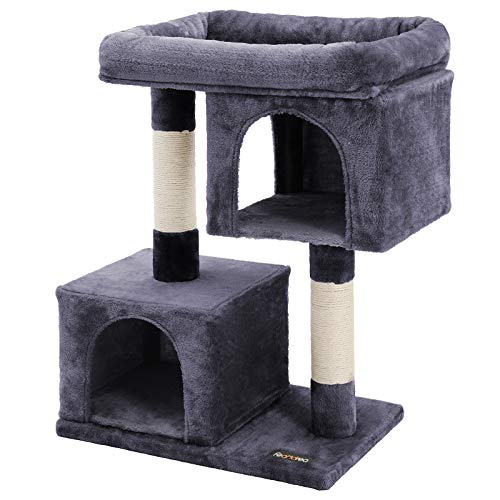 FEANDREA Cat Tree for Large Cats, 2 Cozy Plush Condos and Sisal Posts