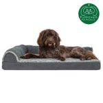 Furhaven Pet Dog Bed | Deluxe Cooling Gel Memory Foam Two-Tone Plush Faux Fur