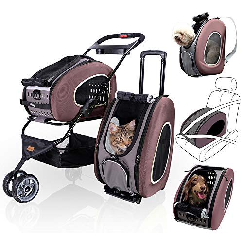 ibiyaya 5 in 1 Pet Carrier + Backpack + CarSeat + Pet Carrier Stroller + Carriers