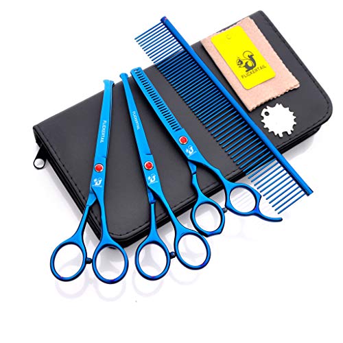 QVIVI Blue Pet Grooming Scissors Round Tip Top 4.5 6.5 inch Stainless Steel