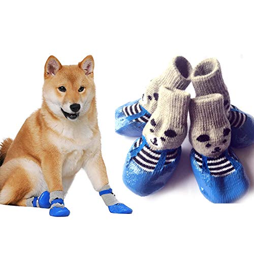 DORA BRIDAL 4 Pcs Anti-Slip Dog Socks, Waterproof Paw Protectors Nonslip
