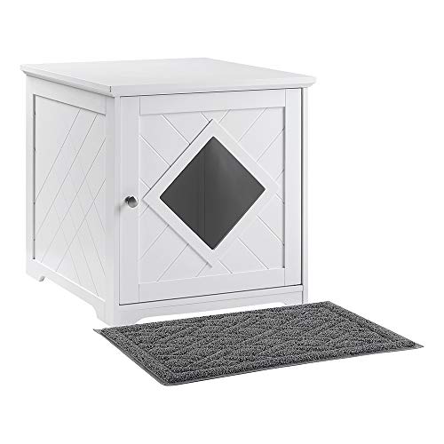 unipaws Cat Litter Box Enclosure with Mat, Privacy Cat Washroom