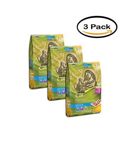 Purina Cat Chow Pack of 3 Naturals Indoor Plus Vitamins & Minerals Cat Food 13 lb. Bag