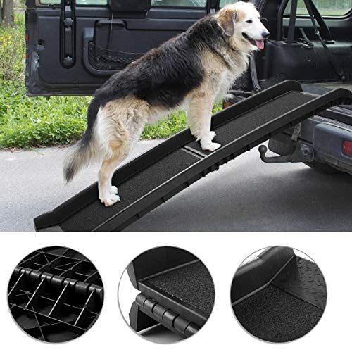 TOBBI 62'' Bi-fold Portable Dog Ramp for Large Pet Folding Trunk Back Seat Ladder Step Car SUV 62"