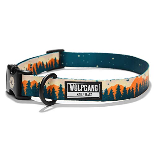 Wolfgang Man & Beast Premium USA Webbing Dog Collar, Overland Print, Medium (1 Inch x 12-18 Inch)