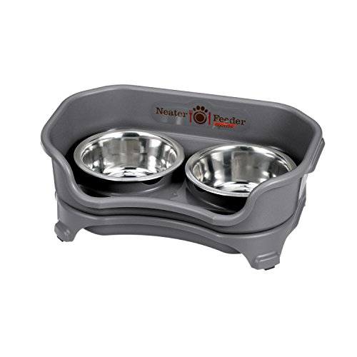 Neater Feeder Express (Small Dog, Gunmetal) - with Stainless Steel Dog Bowls