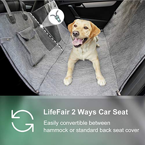 LIFEFAIR Dog Car Seat Cover, Dog Seat Cover with Mesh Window and Side Flaps, Scratch Proof Non Slip Dog Car Hammock, Car Seat Covers for Dogs, Dog Backseat Cover for Cars Trucks SUV