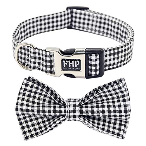 Fourhorse Cute Soft Dog and Cat Collar with Bowtie, Detachable Adjustable Bow Tie
