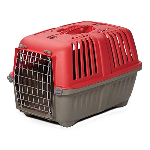 Pet Carrier: Hard-Sided Dog Carrier, Cat Carrier, Small Animal Carrier in Red| Inside Dims 20.70L x 13.22W x 14.09H & Suitable for Tiny Dog Breeds | Perfect Dog Kennel Travel Carrier for Quick Trips