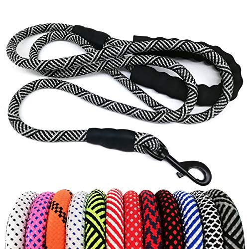 MayPaw Heavy Duty Rope Dog Leash 6Ft, 1/2" Thick Nylon Pet Training Leash, Soft Padded Handle Lead Leash for Large Medium Dogs