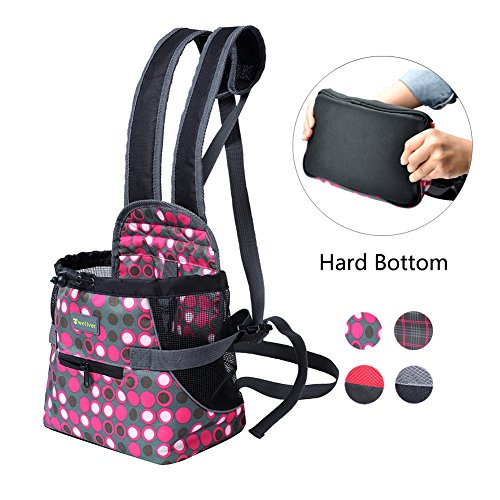 Wellver Dog Carriers Front Pack Pet Backpack Carrier for Small Dogs Cats with Hard Bottom,Medium