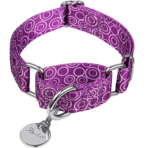 Dazzber Martingale Collars for Dogs, No Pull Anti-Escape Pet Collar, Heavy Duty for Medium Dogs, Adjustable 14 Inch to 21 Inch, Light Purple - C.R.C