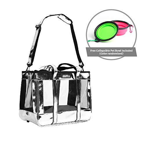 EdenPetz Airline-Approved Pet Carrier Bag for Small Dogs, Cats, Puppies, Kittens,Designed for Travel, Hiking, Walking & Outdoor Use,Free Collapsible Pet Bowl Included(Silver)