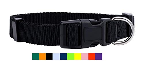 Native Pup Nylon Dog Collar Classic Solid Colors (Small, Black)