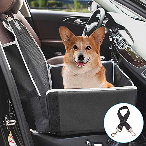 Pet Front Seat Cover for Dogs, 2 in 1 Pet Booster Seat Premium Padded Scratch-Proof Waterproof Dog Seat Cover with Side Flaps, Nonslip Backing for Cars, Trucks, SUVs