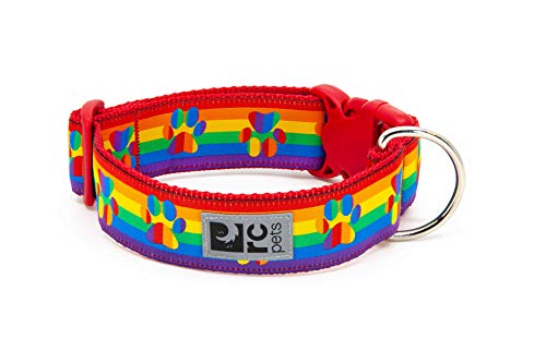 RC Pets 1-1/2" Wide Dog Clip Collar, Large, Rainbow Paws