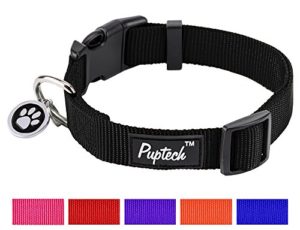 PUPTECK Nylon Puppy Adjustable Collars for Small Dogs with ID Tag 7.5"-10.2"