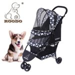 ROODO Escort 3 Wheel Pet Strollers Small Medium Dogs Cat Kitty Cup Holder Lightweight Travel System Foldable Jogger Buggy（Black）