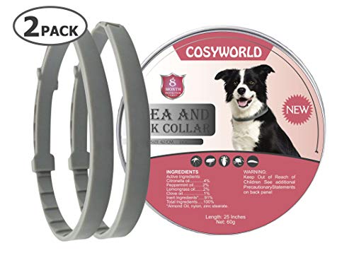 COSYWORLDS 2 Pack Dogs Flea and Tick Collar - 8 Months Protection for Dog