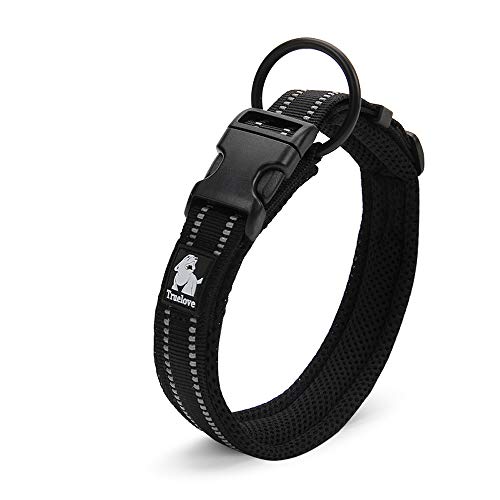 Chai's Choice Best Padded Comfort Cushion Dog Collar for Small, Medium, and Large Dogs and Pets. Perfect Match Front Range Harness Leash. (Large, Black)