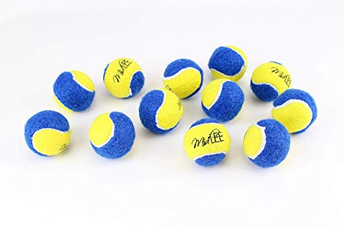 Midlee X-Small Dog Tennis Balls 1.5" Pack of 12 (Blue/Yellow, 1.5 inch)